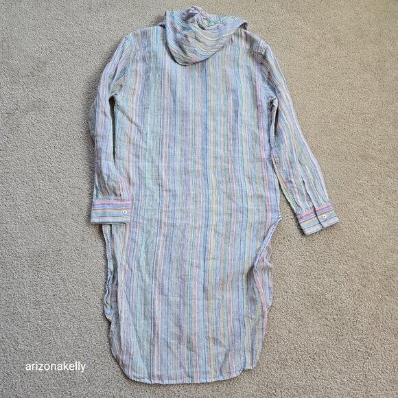 NWOT The Salting Linen Hoodie Tunic Coverup 0 Colorful Stripe - Picture 7 of 11